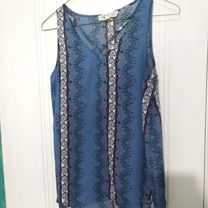 Pink Rose Sleeveless Blue Camisole Blouse
